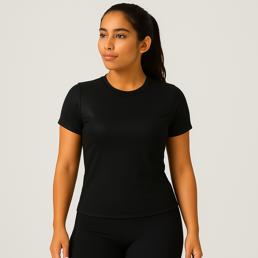 Camiseta feminina avulsa ajustada de manga curta, 16 cores