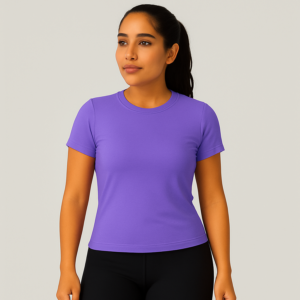 Camiseta feminina avulsa ajustada de manga curta, 16 cores