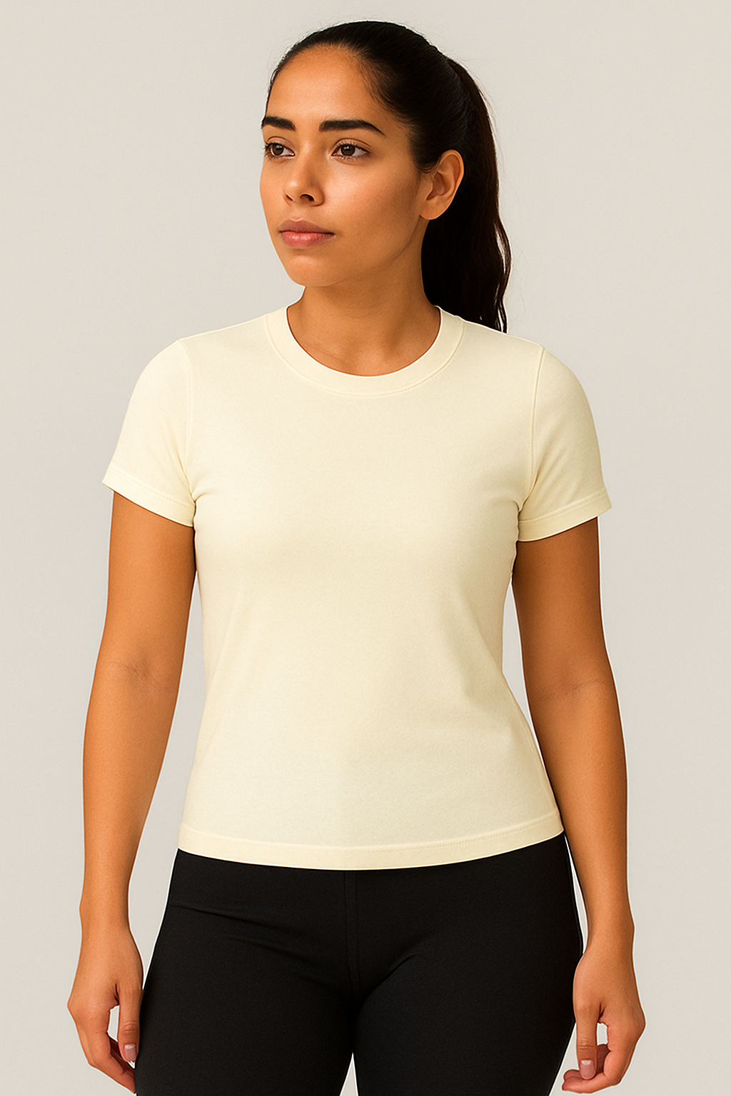 Camiseta feminina avulsa ajustada de manga curta, 16 cores
