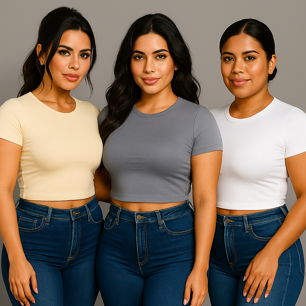 3-Pack Women's Baby Tee – Slim Fit Crop Top – Short Sleeve Compression Shirts