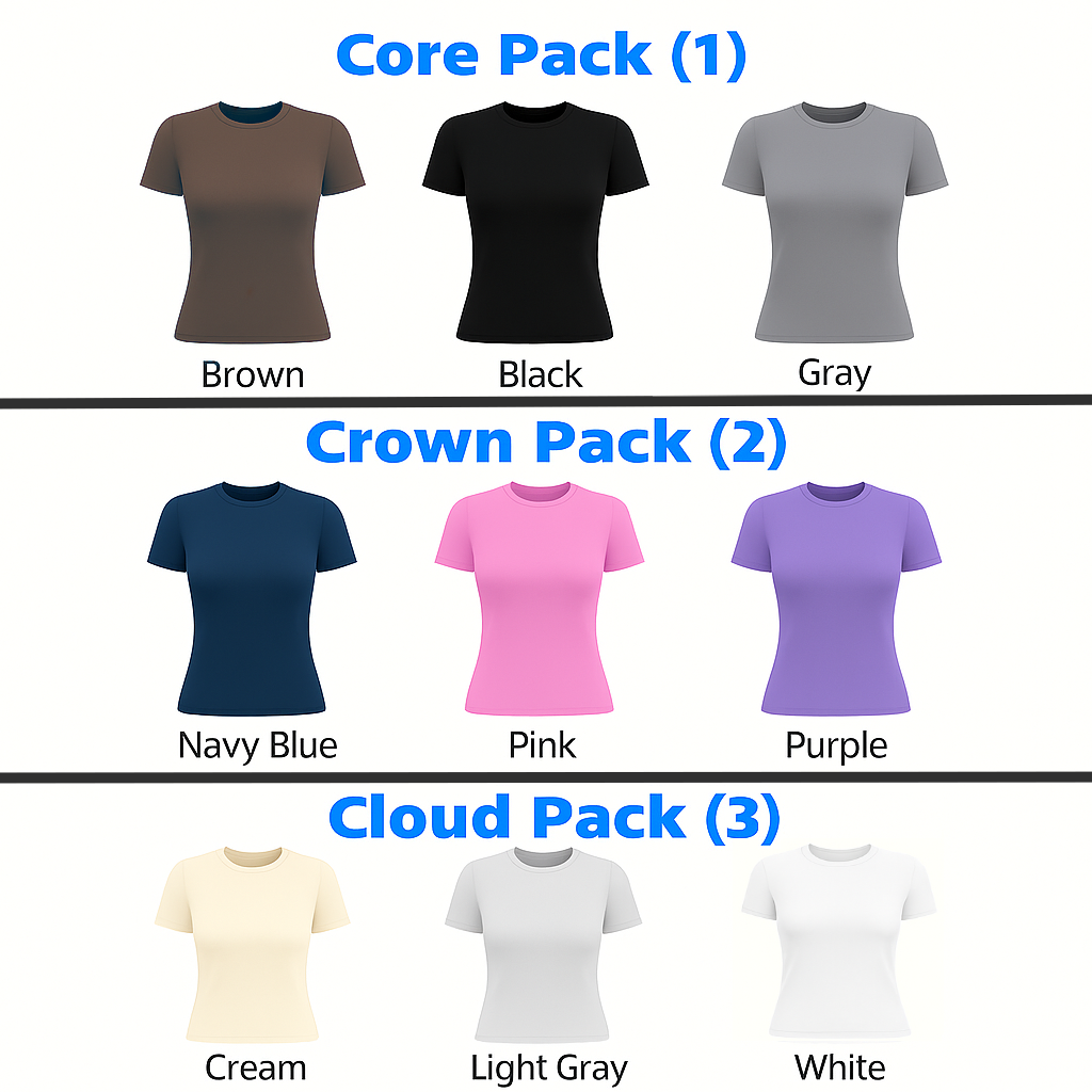 3-Pack Women's Quick-Dry Full Length Fitted Top – Short Sleeve Compression Shirts