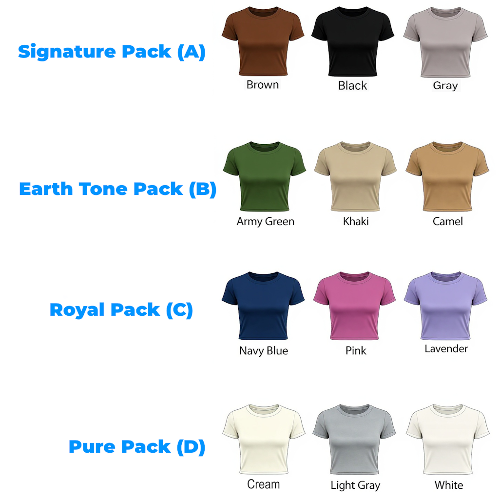 3-Pack Women's Baby Tee – Slim Fit Crop Top – Short Sleeve Compression Shirts