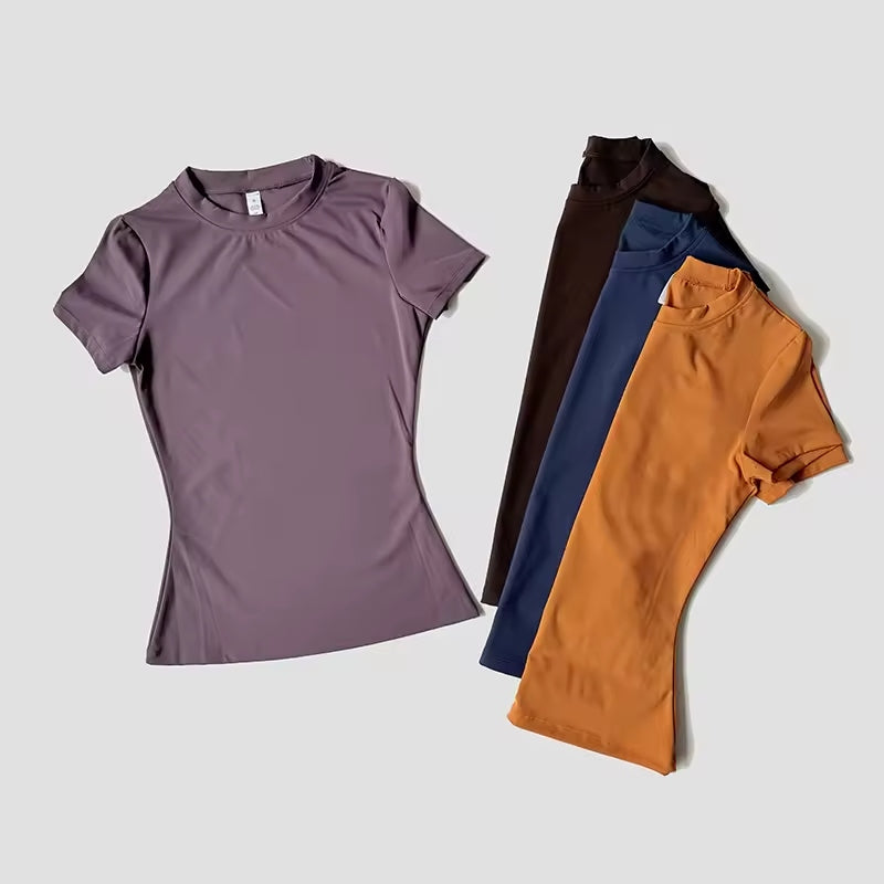 INDIVIDUAL Women's Full Length Fitted Top Short Sleeve Shirts – (16 COLORS)