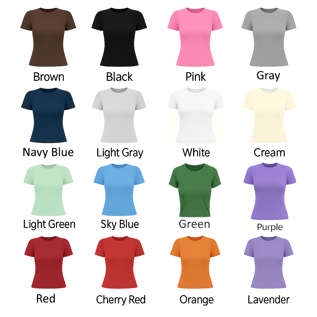 Camiseta feminina avulsa ajustada de manga curta, 16 cores