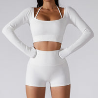 Active Women's Fast-dry Training Outfit With Built-in Support Fitted Long Sleeve Yoga Attire thumbnail 1