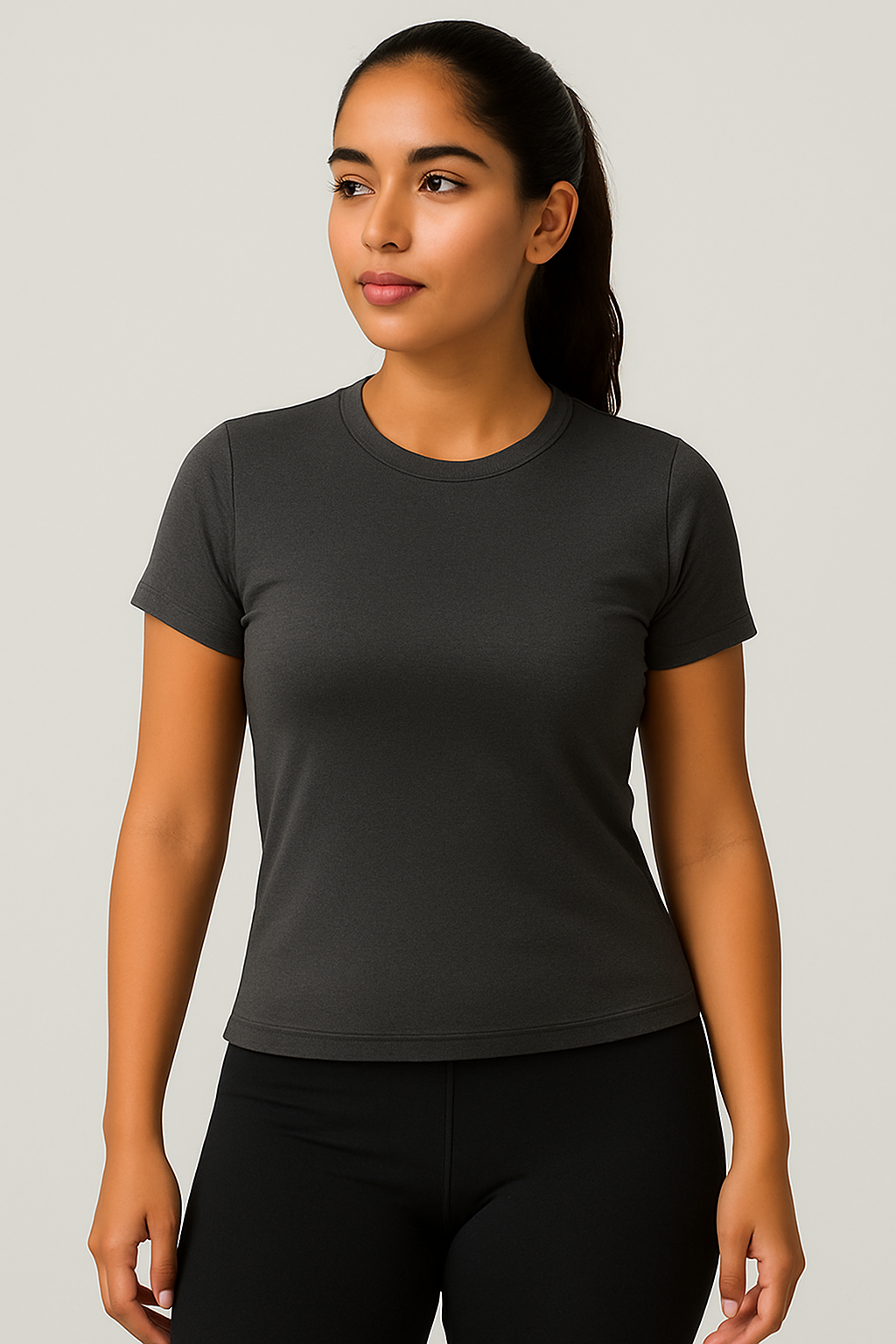 Camiseta feminina avulsa ajustada de manga curta, 16 cores