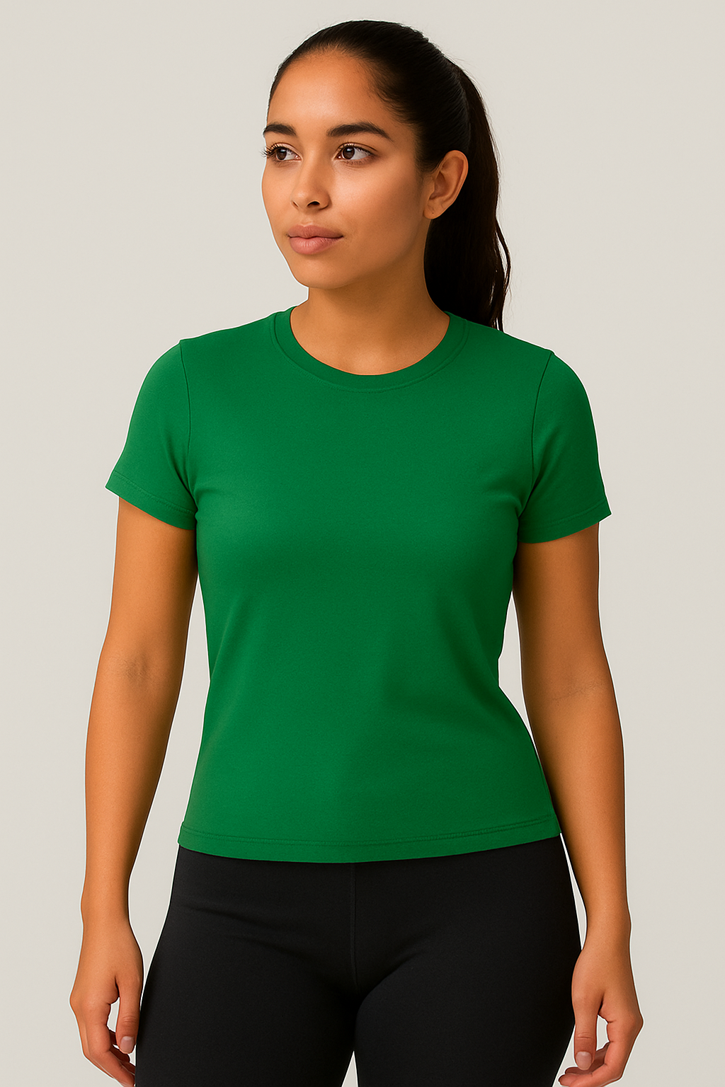 Camiseta feminina avulsa ajustada de manga curta, 16 cores