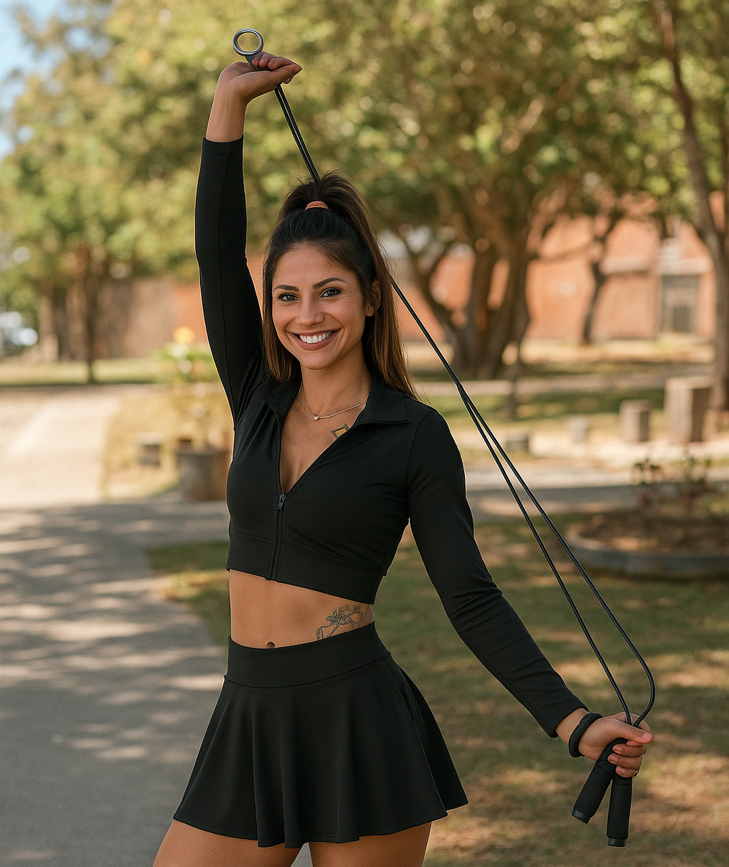Athletic Skirt Set Pleated with zip up long sleeve top