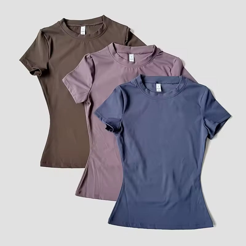 INDIVIDUAL Women's Full Length Fitted Top Short Sleeve Shirts – (16 COLORS)