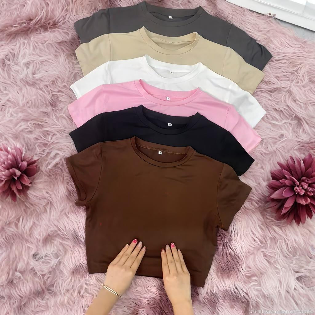 3-Pack Women's Baby Tee – Slim Fit Crop Top – Short Sleeve Compression Shirts